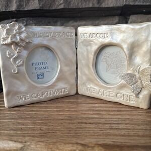 Beautiful Ivory Hinged  Double picture frame for wedding pictures